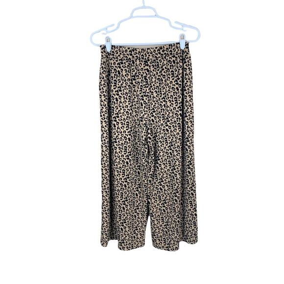 Banana Republic Animal Print Wide Leg Cropped Flowy Palazzo Pants Women's S - Picture 1 of 4